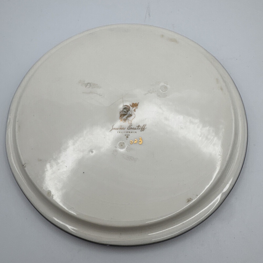 VTG Sascha Brastoff Lid Only For Trinket Box or Display Jeweled Bird Round MCM - Picture 3 of 7